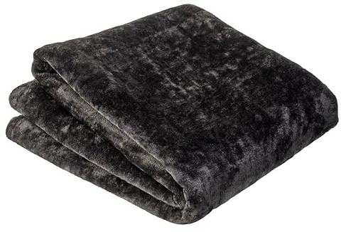 Olivia Rocco Flannel Fleece Throw Blanket Super Soft Warm Fluffy for Bed Sofa Couch Chair Lightweight and Cozy Solid Design, 130 x 150 cm Black
