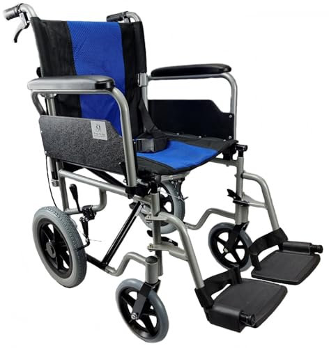 Lightweight Aluminium Folding Wheelchair with Lift up arms and Attendant Brake Transport Wheelchairs Free to Be Mobility Equipment Silver