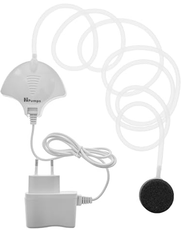 VIALIA Aquarium Luftpumpe 18 L/h, 33dB leise, Mini Sauerstoffpumpe mit Luftschlauch und Sprudelstein, Aquarium Zubehör, für Nano Aquarien bis zu 40L