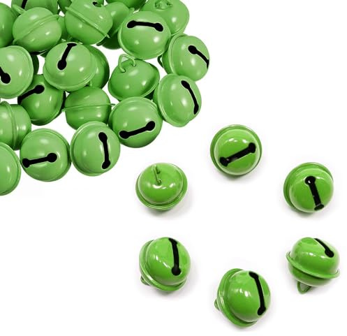 30 Stück grüne Glöckchen aus Metall, runde Glocken, Bastelglocken, kleine Glocken, farbige Weihnachtsglocken für Weihnachten, Windspiele, Schmuck, Ornamente, Urlaub, Zuhause, Party-Dekoration