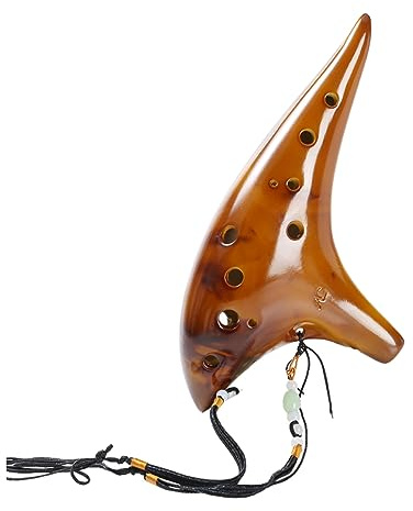 Toyvian 12löcher Alto c Ocarina Ergonomischem Design Für Anfänger Und Schutzbeutel Und Lehrmaterial Gelb
