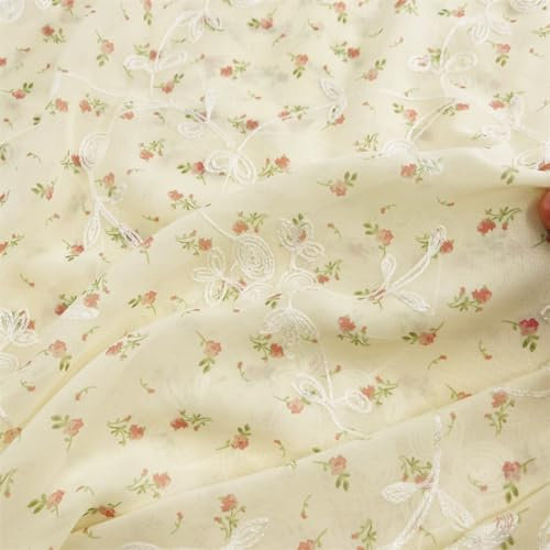 Whakano Blumenmuster Baumwollstoff Stoffe zum Nähen 1Yard X 123CM,Dekostoff zum Nähen Kleidungsstücken DIY Basteln Handwerken Dekor,Vorhangstoff,Sofa,Tischdecke Dekoration,Rosa L