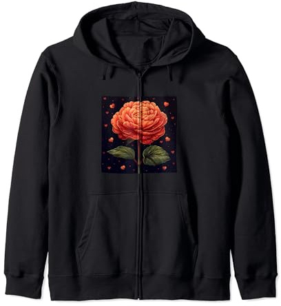 Begonia Fiori Con Cuori Intorno Stile Boho Grafica Felpa con Cappuccio