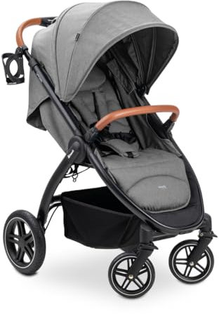 hauck Uptown, Melange Grey - Kinderbuggy mit Liegeposition ab Geburt, Breiter Sitz bis 22 kg, Getränkehalter, Gummiräder, Federung, UV Schutz 50+, Faltbar, Höhenverstellbar, Großer Korb