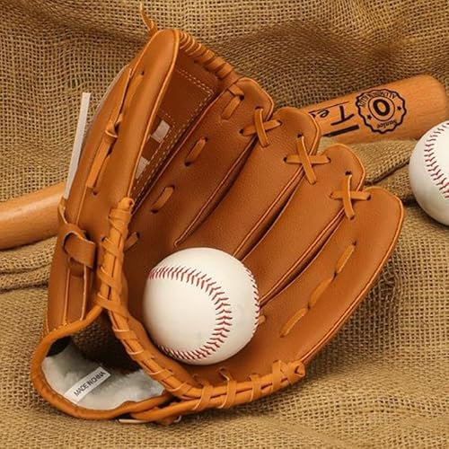 Basebollhandske sport basebollhandske PU-läder slaghandskar softboll övningsutrustning basebollträning tävlingshandske för barn basebollhandske vuxen (10,5 gula barn)
