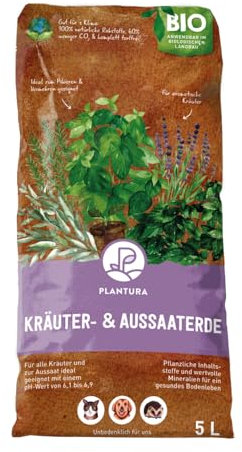 Plantura Bio-Kräuter- & Aussaaterde, torffrei & vegan, Bio Erde mit Perlite, zur Anzucht & für Kräuter, 5 L