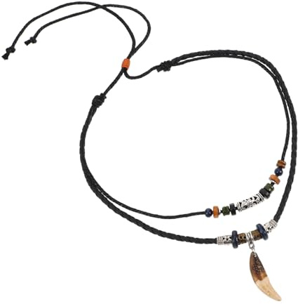 Holibanna Verstellbare Choker Halskette Mit Haifischzahn-anhänger Für Männer Ethnische Geflochtene Lederkette Einzigartiger Strand-schmuck Für Surfer Und Abenteurer
