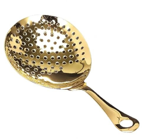 RLVYTA Cocteleras Colador de Barra, colador de cóctel de Acero Inoxidable 304, Cuchara, Barra, coctelera con Resorte, Drenaje rápido, colador Julep Accesorios para Barra(Golden)