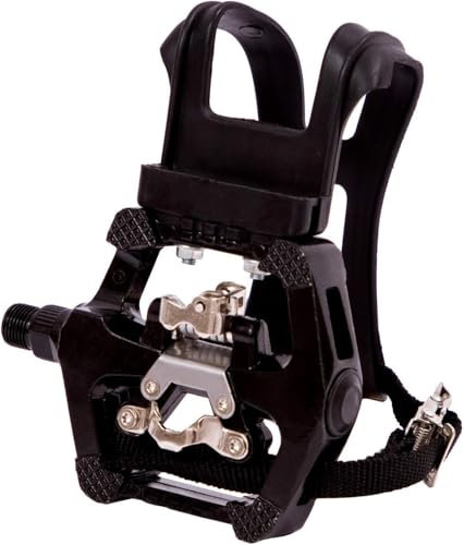 YBEKI Spin Bike SPD Pedale - Hybrid Pedal mit Zehenclip und Riemen, geeignet für Spin Bike, Indoor Heimtrainer und alle Fahrräder mit 9/16 Zoll Achsen