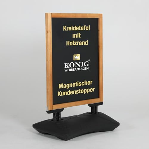 Dreifke Kreidetafel Holz Keitum Wind Line | beidseitig beschreibbar | stabiler Fuß | 2x2 Federn für einen sicheren Stand bei Wind und Wetter | Holztafel | Restaurant-Tafel |Kundenstopper | 59 x 78 cm