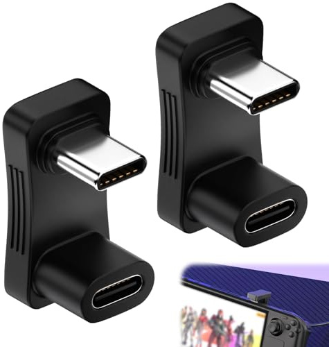2 adaptadores USB C de ángulo de 180 grados, en forma de U tipo C en ángulo con 10 Gbps, forma C macho a USB C hembra, adaptador de ángulo PD100W de carga rápida tipo C, compatible con Steam Deck