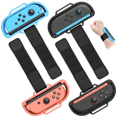 [4 Pack] Bracelets pour Nintendo Switch 2/ Switch 1/ OLED Controller | Accessoires de Poignet Ajustables pour Switch Just Dance 2026 2025 2024 2023/Zumba Burn It Up