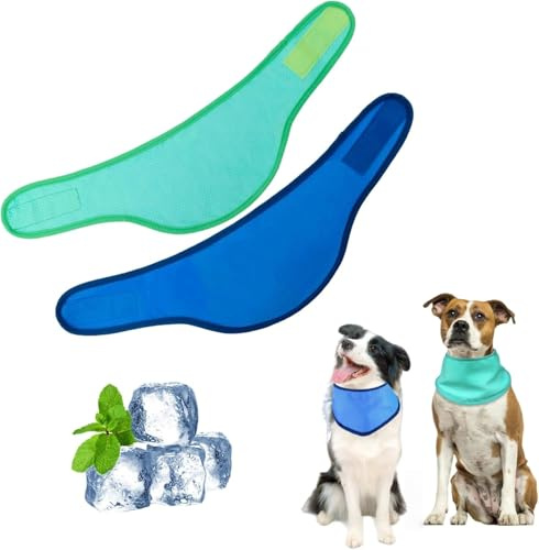 2Pcs Dog Cooling Bandana, Large Adjustable Breathable Ice Collar Scarf Breathable Pet Collar for dogs Instant Cooling Neck Wraps Ice Scarf for Small Medium Dog Cat