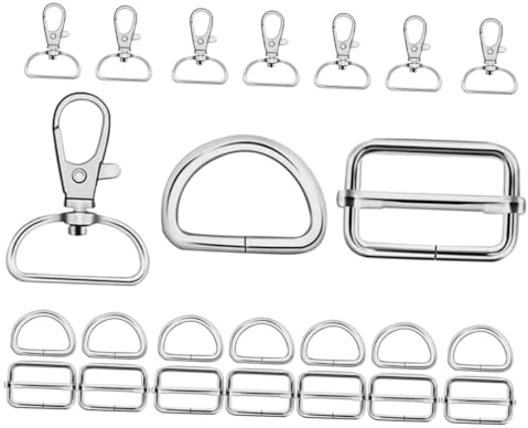 NUOBESTY 24pcs Versatile Metal Keychains Lanyard Clip Buckle Key Hook Swivel Clasp for Purse Handbag and Diy Collars