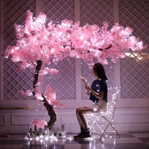 Albero Artificiale Fiori Ciliegio, Finto Fiore Sakura con LED Lampada,Albero Finto da Interno,Fatto A Mano Ciliegio Alberi per Casa Ufficio Interno Esterni Decorativo,05,180×120cm