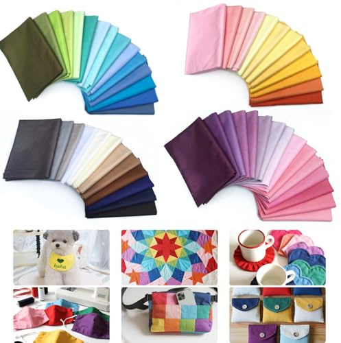 100 stycken bomullstyg, 50 st 20 x 20 cm & 50 st 10 x 10 cm tygpaket, 50 färger