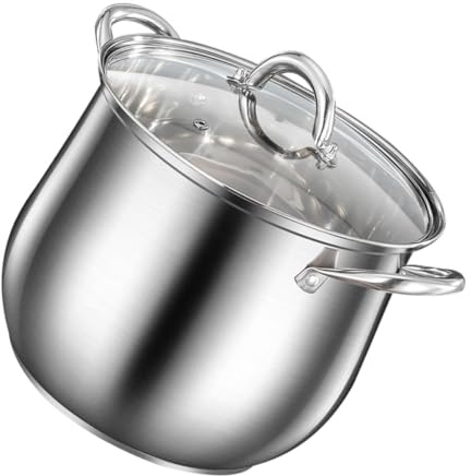 DECHOUS Olla Grande Para Cocinar 24 Cm Acero Inoxidable Grueso Fondo Doble Resistente Con Tapa Doble Asa Para Hogar Sopas Guisos y Caldos Familiar