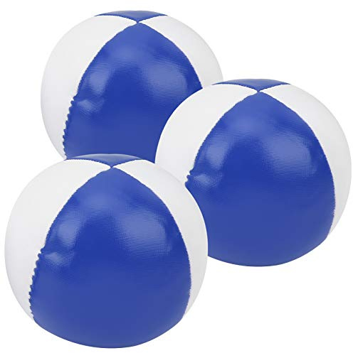 POENVFPO Palline da Giocoliere in Pelle PU da 3 Pezzi, Palline da Giocoliere Morbide per Principianti e Giocolieri Avanzati con Colori Vivaci (Blu e Bianco)