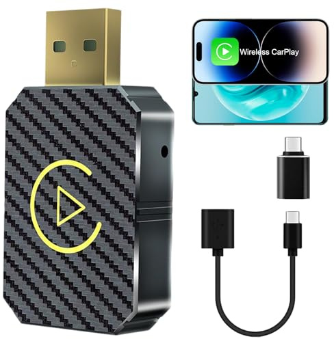 Adaptateur CarPlay Sans Fil, Carplay Android Auto, 2-en-1 Carplay adaptateur sans fil, convertir carplay filaire en car-play sans fil, pour Voitures équipées De Car-play & AA,USB C/A, Plug And Play