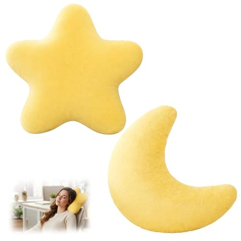 ROBGZMQW Cute Pillows, Moon and Star Pillows Set, Decorative Throw Pillows for Home Decor, Kids Cushions for Bedroom and Sofa, Yellow Colour, 30 cm Size