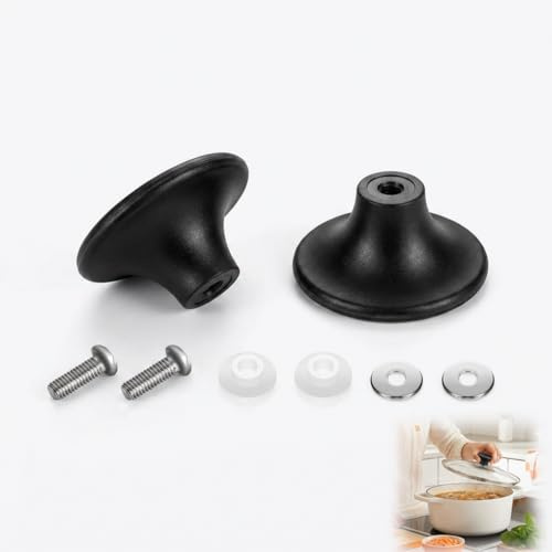 2 Pack Dutch Oven Knob Replacement Stainless Steel Pot Lid Knobs Heat Resistant Universal Fit Cast Iron Enameled Cookware Lid Handle Grip Compatible with Lodge/Aldi/Le Creuset and More