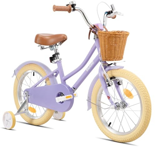 KEANO Marigold 12/16-Zoll-Kinderfahrrad für Mädchen im Alter von 2 bis 7 Jahren, 12/16-Zoll-Mädchenfahrrad mit Stützrädern, 20-Zoll-Mädchenfahrrad mit Ständer und Korb