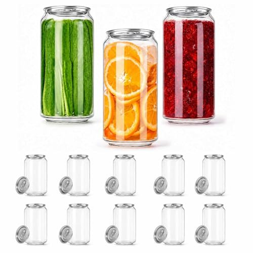 aromaoveite Pack De 200 Latas De Plástico Pet Transparente con Tapas, Vasos Sellables para Máquina Selladora De Latas, Recipientes Vacíos para Bebidas, Jugo,Té con Leche,Café Helado 330ml