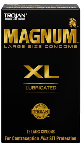 TROJAN Lubricated Magnum Condoms XL Large Size - 12 Count