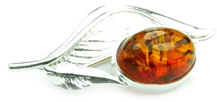 SilverAmber Damen-Brosche 925 Silber mit Bernstein - M816