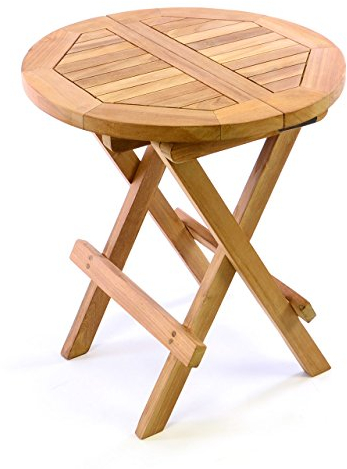 Divero Hocker Blumen-, Beistell-, Kinder-Tisch Garten Balkon Terrasse Teak-Holz klappbar behandelt unbehandelt Wählbar (behandelt)