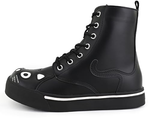 T.U.K. Shoes Kitty Womens Fashion Ankle Booties Causal 7-Eye Zipper Lace-up Combat Boots for Women, Black | US Women 7
