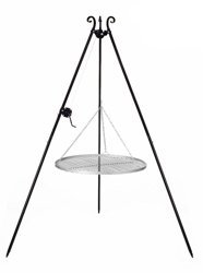 Dreibeingrill Höhe 192cm mit Kurbel und Edelstahlrost Durchmesser 50cm