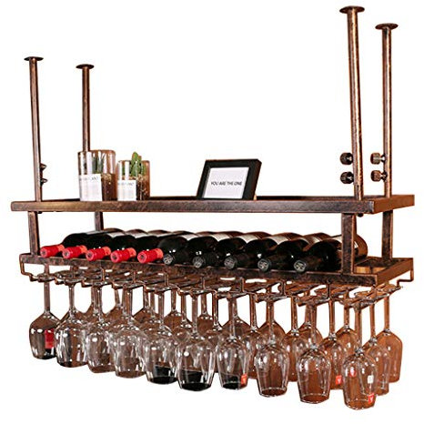 Portabottiglie 2 Livelli | Portabottiglie | Vetro | Scaffale per calici | Visualizza | Champagne | Scaffalature | Organizer | Accessori per cantinetta Galleggiante a Testa in Giù
