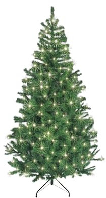 5ft/1.5m Pre-Lit Artificial Christmas Tree Alaskan Pine Green 350 Tips - 130 Warm White LEDs Metal Stand Xmas Home Decorations