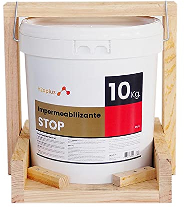 H2OPLUS · Pintura Plástica Impermeabilizante STOP · Pintura Impermeabilizante Terrazas y Azoteas · Producto NATURAL en base Agua · Bloque todo tipo de Filtraciones · 10 Kg ROJO TEJA