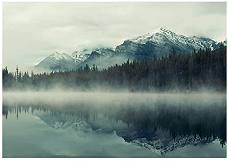 WallArena - Vlies Fototapete Berge und Seen Wald Nebel Natur Landschaft Bäume 520x318 cm - Fototapeten - Tapeten - für Wohnzimmer Schlafzimmer - Vliestapete Wandtapete Tapete 3D Effekt- inkl. Kleister