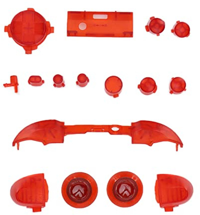 ASHATA Replacement Full Buttons Kit, Full Trigger Module Set RT LT RB LB ABXY Buttons Game Controller Button Accessory Set, Series X Series S gamepad(Transparent red)