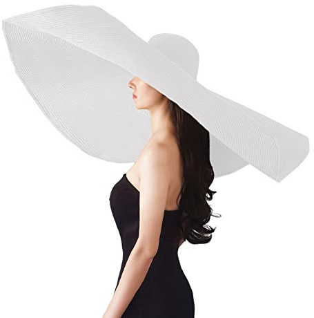 Chapeaux de Paille surdimensionnés pour Femmes, Chapeau de Plage Extra Large à Large Bord, Chapeau de Plage Enroulable pour Femme, Pliable