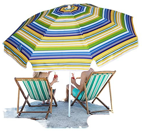 Parasol Plage Pliable Compact pour Voyager Parasol Inclinable Avec Ancre Ø 200cm, Parasol de Marché pour Jardin Avec 8 Baleines Diverses Couleurs (Color : Polyester, Size : D)