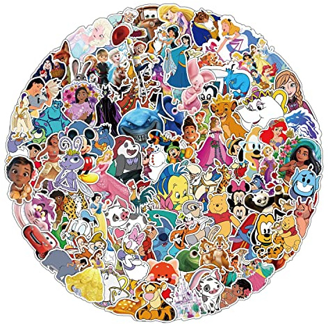 Tacomexi Disney Lot de 100 autocollants pour ordinateur portable - Bombe en vinyle - Pour casque, bagages, ordinateur, skateboard, voiture, moto - Pour adulte