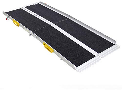 Faltbare Mobilitäts-Rollstuhlrampe, tragbare Aluminium-Zweiteilige getrennte Ladetreppen-Schwellenrampen für Rollstühle, Mobilitätsroller und Elektrostühle, 120 x 72 cm