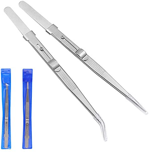 Treki 2Pcs Pince à épiler avec Verrouillage Antistatique Brucelles Acier Inoxydable Multifonctions Pinces de Precision avec Verrou pour Nail Bricolage Laboratoire Composants électroniques