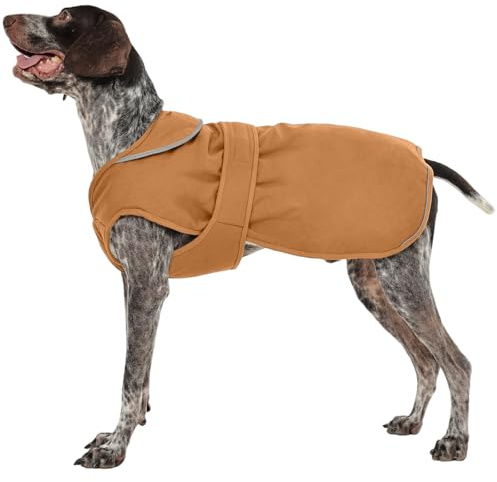Kuoser Hundemantel Wasserdicht für mittelgroße Hunde, Hundejacke, Braun XL | Wintermantel Hund mit Reißverschluss, Klettverschluss & Reflektorstreifen, Hundemantel für kleine, mittelgroße & große Hunde