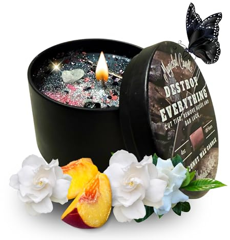 Destroy Everything Spiritual Candle to Cut Ties, Remove hexes and Bad Luck | Energy Cleansing | Soy Candles Non Toxic | Sage Candle | Cleanse Your Home & Calm and Relax (Small 4oz)