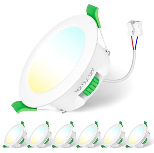 Jaenmsa Faretti Led da Incasso per Cartongesso 230V, 7W Foro Φ 65-75mm, IP44, Dimmerabile, Faretti LED Soffitto, Bianco Caldo 3000K Bianco Neutro 4000K Bianco Freddo 6500K, Set di 6