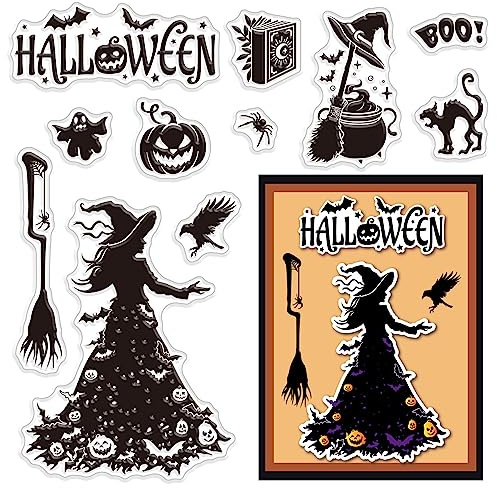 craspire Halloween-Stempel, Transparent, Kürbis, Gruselig, Wiederverwendbar, Silikon, Transparent, Gummistempel, Siegel Für Karten, DIY, Scrapbooking, Tagebuch, Fotoalbum, Dekorative Dekoration