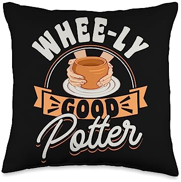 Pottery Artist Class Wheel Craftsmanship JM0 Pottery Ceramics Clay Pot Making Wheel-Ly Good Potter Throw Pillow, 16x16, Multicolor