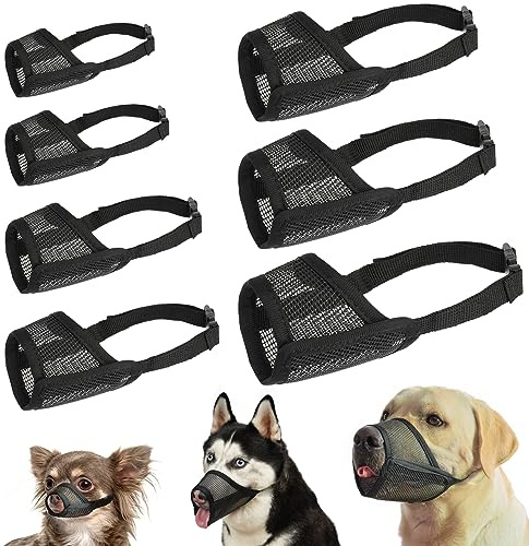 LUCKYPAW Museruola per cani di taglia piccola, media e grande, museruola in rete anti morso da masticare, set di paradenti traspirante con cinghia regolabile per toelettatura, passeggiate e visite