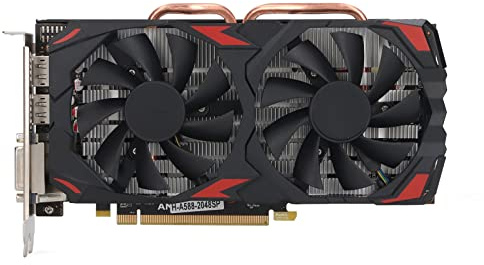 Lazmin112 Tarjeta Gráfica RX 580, 8GB 256Bits 2048SP GDDR5 1284MHz 1750MHz, Interfaz DP HDMI DVI, Ventilador de Refrigeración Dual, Fuente de Alimentación Externa de 6 Pines 8 Pines, para