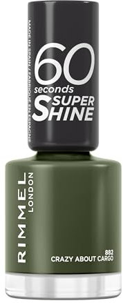 Rimmel, Vernis à Ongles 60S Seconds Super Shine, 882 Crazy about cargo, Couleur Ultra Brillante, Anti-Choc, Anti-Ternissement, Séchage Rapide, Longue Tenue 8 ml
